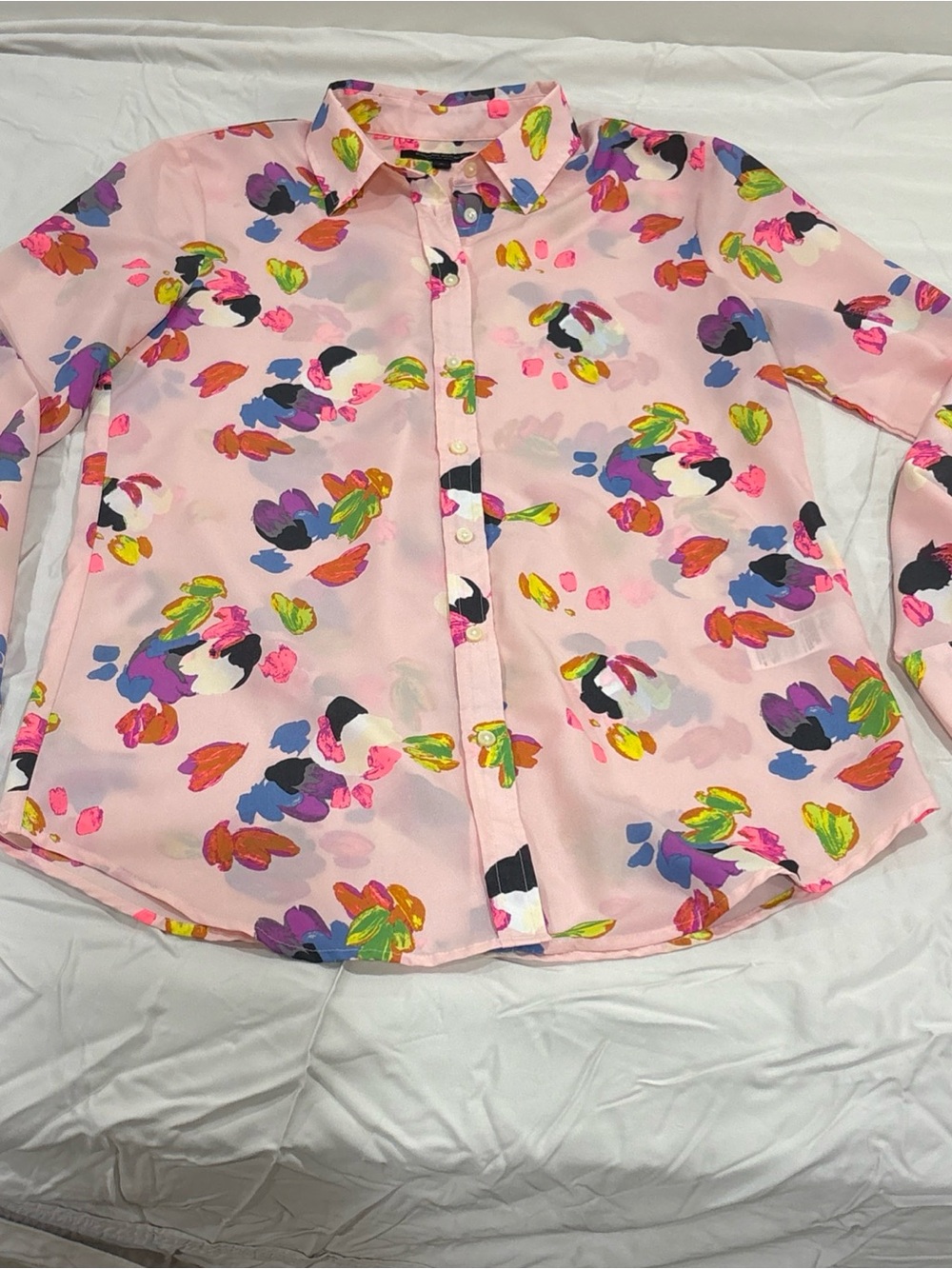 Banana Republic Dillon-Fit Long-Sleeve Floral Shirt, Pink, Polyester, S